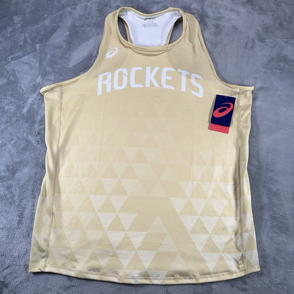 NWT ASICS Houston Rockets Women's Large Gold Razorback Performance Tank Top - Picture 1 of 9